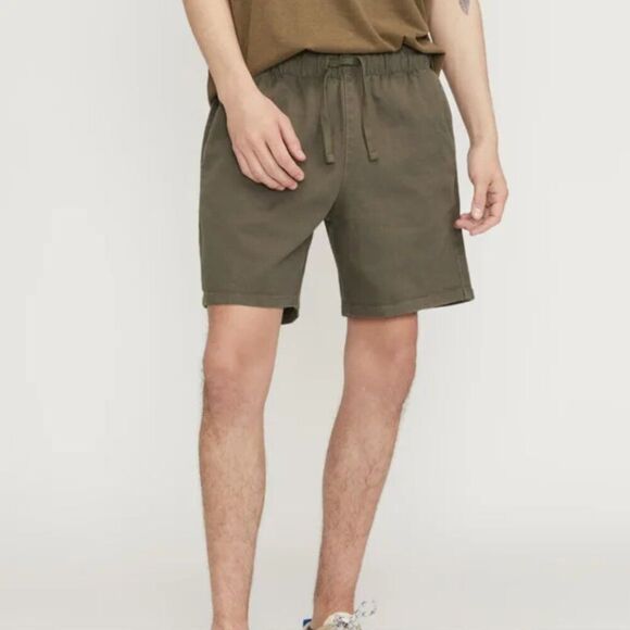 Everlane The Easy Short Organic Cotton Stretch Twill Elastic Waist Green Size M - Picture 1 of 10